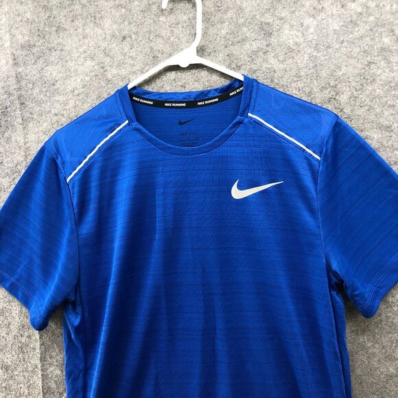 Nike Running T Shirt Mens S Blue Short Sleeve Crewneck Dri-Fit Reflective - Picture 3 of 9